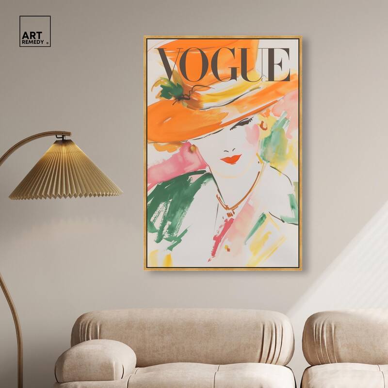 Woman in Hat Cover Canvas by Art Remedy