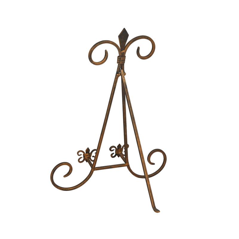 Metal Scroll Easel with Foldable Stand - Gold - Roche River Decor - 10"W x 11"L x 14"H