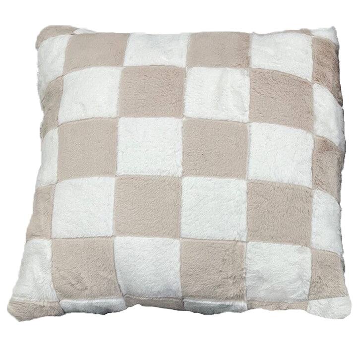 Raceway Checkered Faux Fur Throw Pillow, 20x20 Inches - High Loft