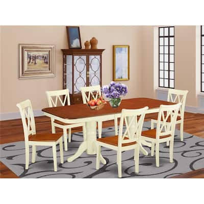 Renaissance Dining Set 7Pc Rectangular Table & 6 Chairs - 60x78 Inch Table with Leaf
