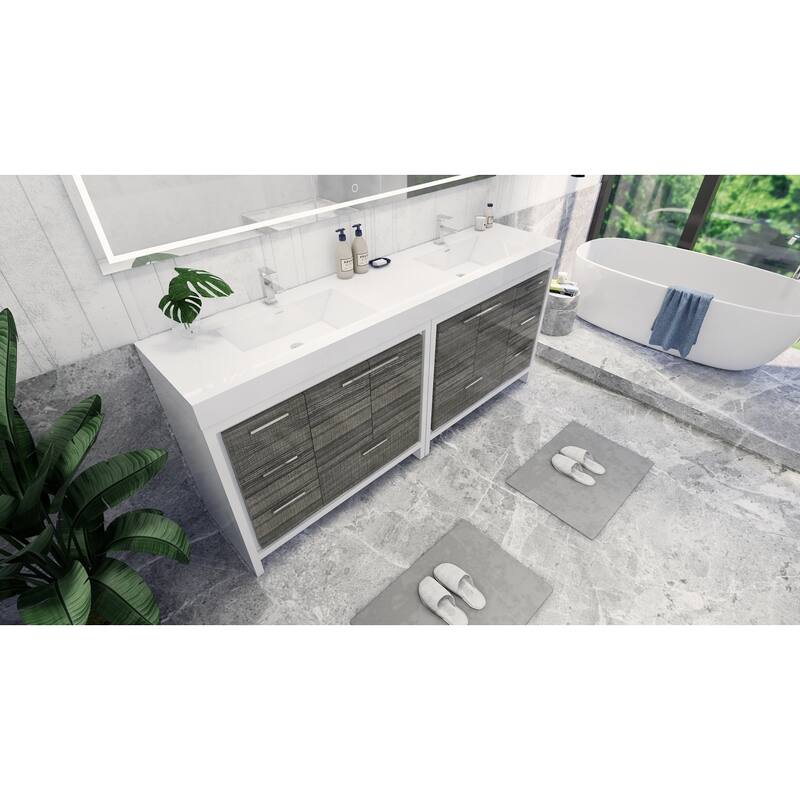 Dove 84'' Freestanding Vanity with Double Reinforced Acrylic Sink