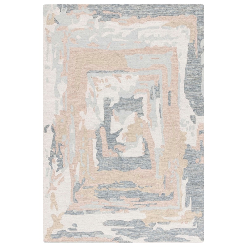 SAFAVIEH Handmade Ebony Taniusa Modern Contemporary Wool Rug - 6' Square - Grey/Ivory