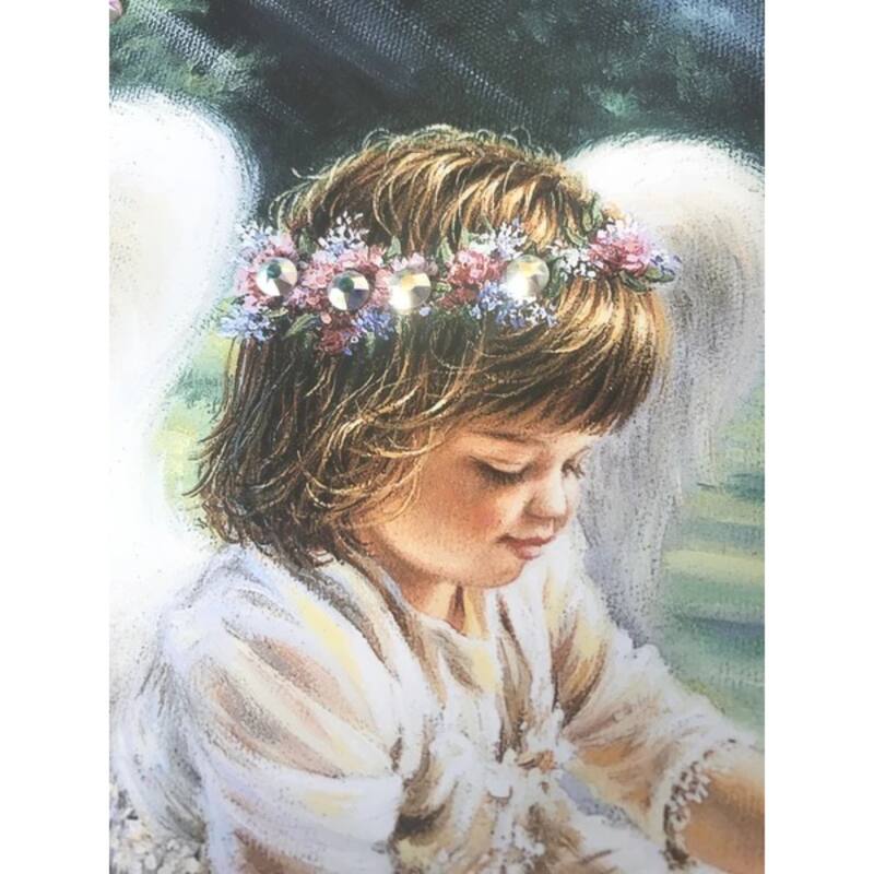 White Purple Angel Swarovski Crystals Square Pizazz Wall Art 10"x 10"