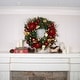 preview thumbnail 6 of 7, 30 in. Lighted Christmas Wreath - Golden Leaf Red Magnolia - 30 Inch
