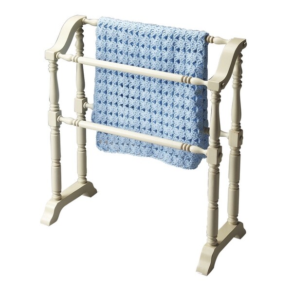 Offex Traditional Wooden Blanket Rack in Cottage White Finish