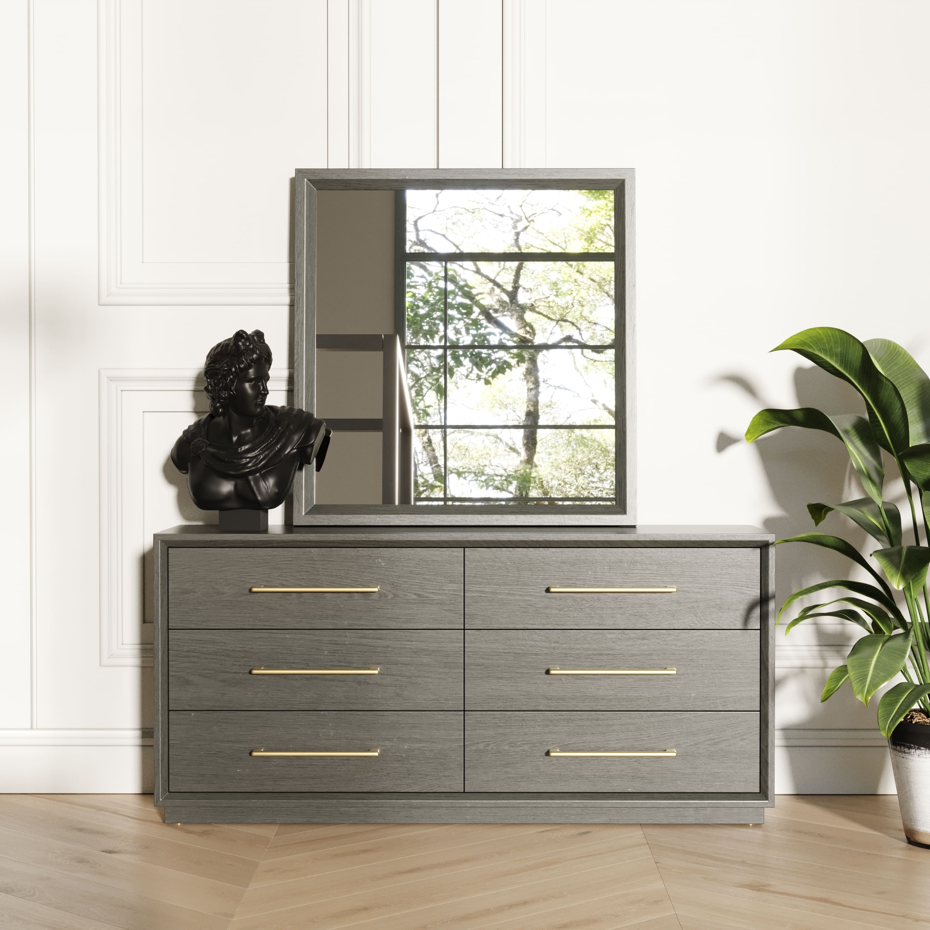 green emerald velvet dress Essentials for Living Bradley 7-Drawer Double Dresser in Dove Gray