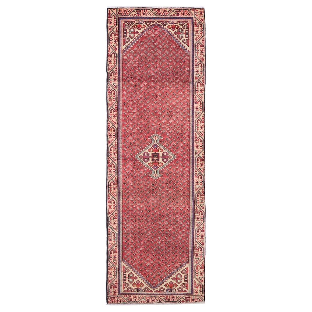 ECARPETGALLERY Hand-knotted Andelz Red Wool Rug - 3'3 x 10'0