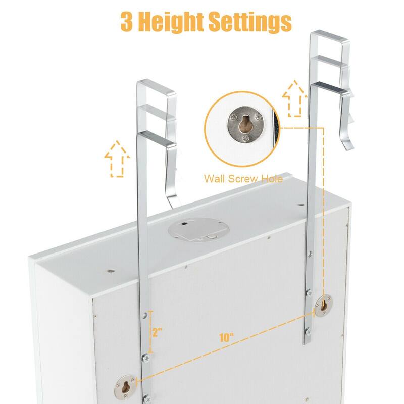 Gymax Lockable Wall Door Mounted Jewelry Cabinet LED Mirror White - See Details