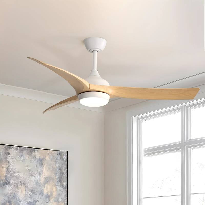 52/60 Inch Ceiling Fan with Integrated LED Light and Remote Control Quiet DC Motor