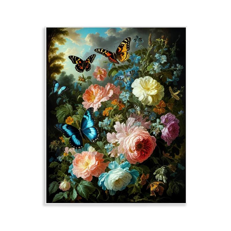 Stupell Blooming Roses & Monarch Butterflies Wall Plaque Art Design By Tabz Jones - 11 x 14