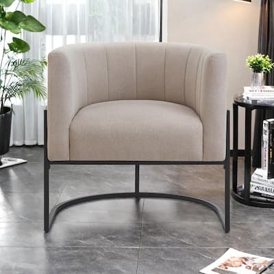 Mid-Century Accent Chair with Metal Frame & Curved Back Support
