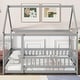 preview thumbnail 51 of 127, Wood Toddler House Bed with Roof Frame and Safety Guardrails Montessori Floor Bed without Slats No Door Houseshaped Platform Bed