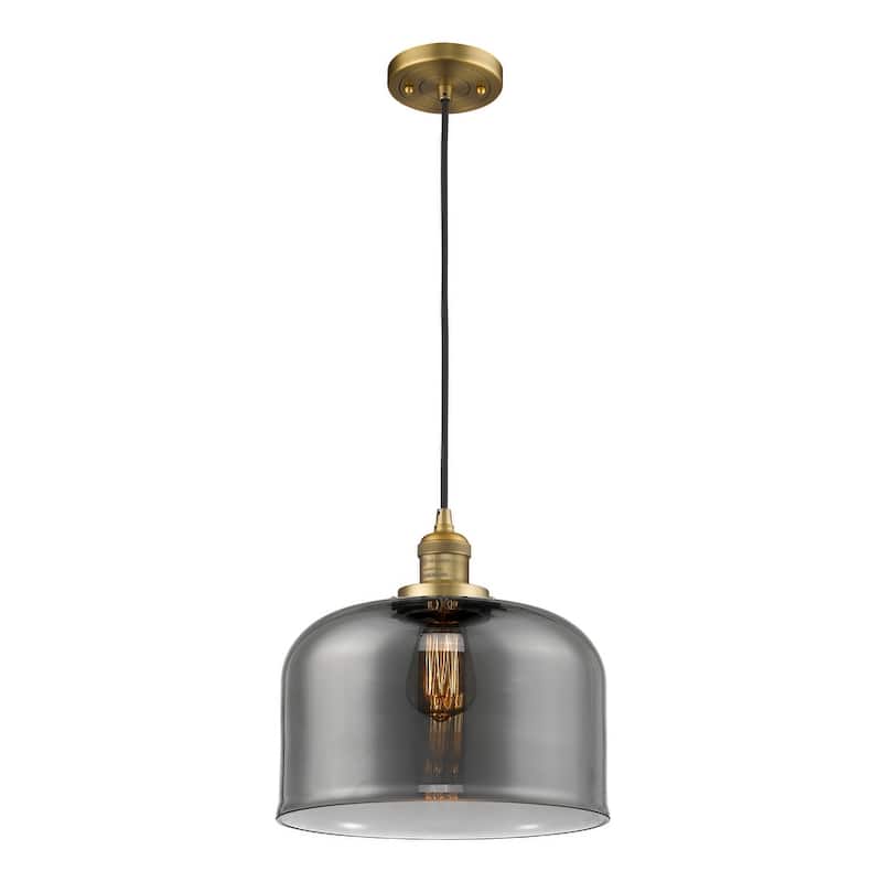 Innovations Lighting X-Large Bell Single Light 12" Wide Pendant - Brushed Brass / Plated Smoked