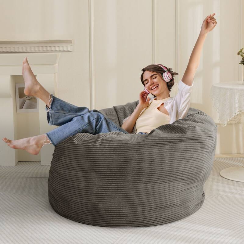 Corduroy Bean Bag Chair, Convertible Chair Folds from Bean Bag to Bed