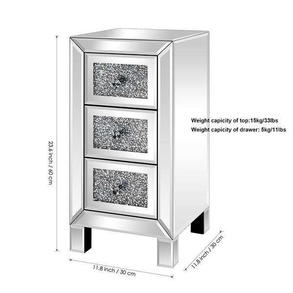 Modern 3Drawers Mirror Surface Nightstand On Sale Bed Bath