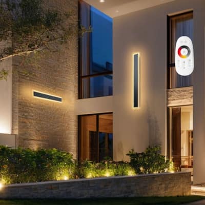 Modern Outdoor Wall Light 2-Pack Adjustable 2700K-6000K with Remote Waterproof Aluminum Design - 23.6 x 3.1 x 2.0 in