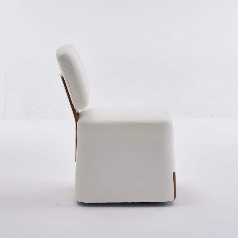 Linen Upholstered Armless Dining Chair with Casters