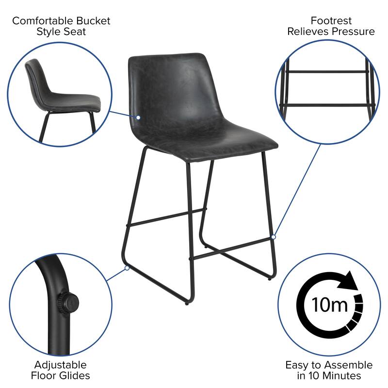Upholstered Counter Height Modern Dining Stools (Set of 2)