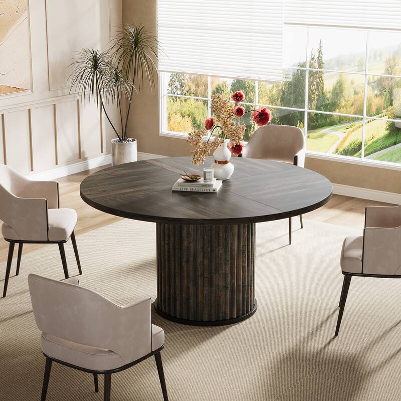 47.24 Inch Sturdy Round Dining Table for 4-6 People