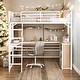 preview thumbnail 14 of 24, Twin Size Metal Loft Bed with 3 Layers of Shelves and L-shaped Desk for Home
