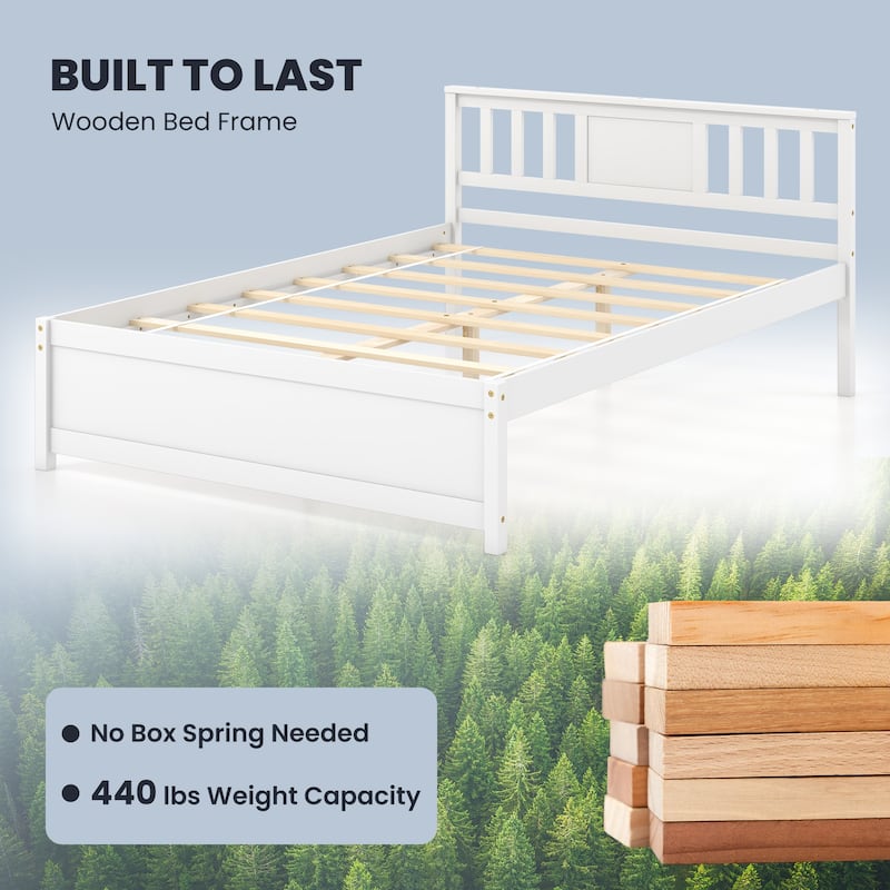 Gymax Twin / Queen / Full Size Bed Frame w/ Headboard Wood Slat