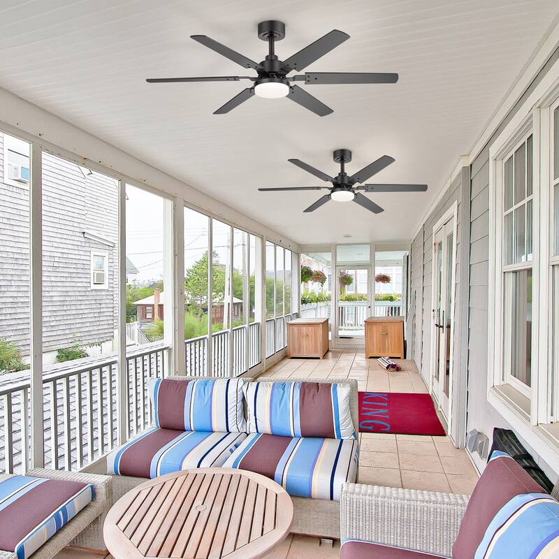 2pcs 46-inch Reversible 6-Blade LED Ceiling Fan with Light Kit and Remote