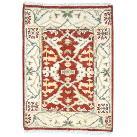One of a Kind Hand-Knotted Persian 2' x 3' Oriental Wool Red Rug - 2' x 3'