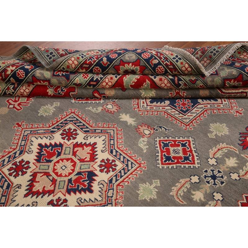 Traditional Grey Kazak Oriental Area Rug Handmade Wool Carpet - 8'7"x 11'5"