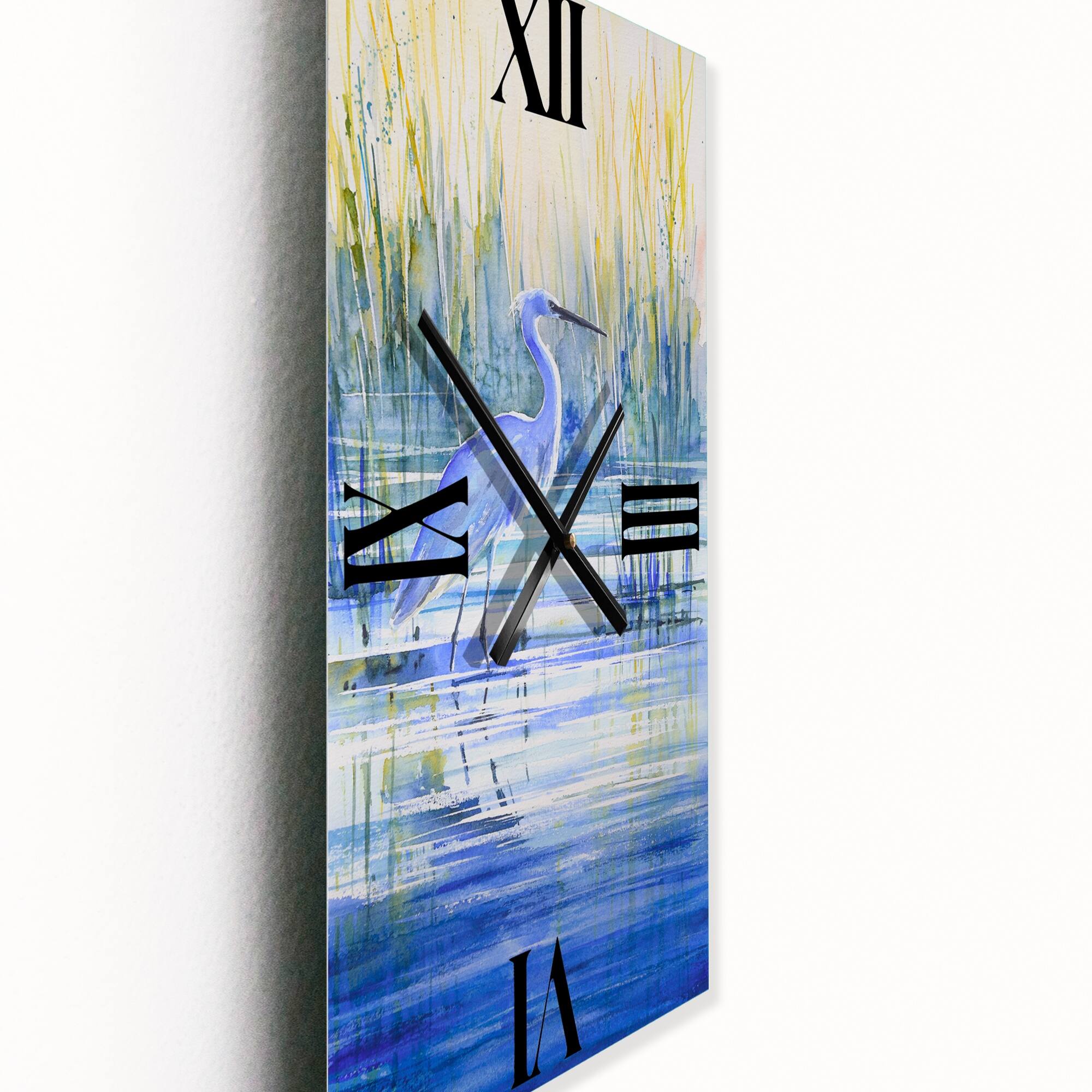 Designart 'Blue Heron On The Lake Shore At Sunset' Traditional wall clock Bed Bath & Beyond