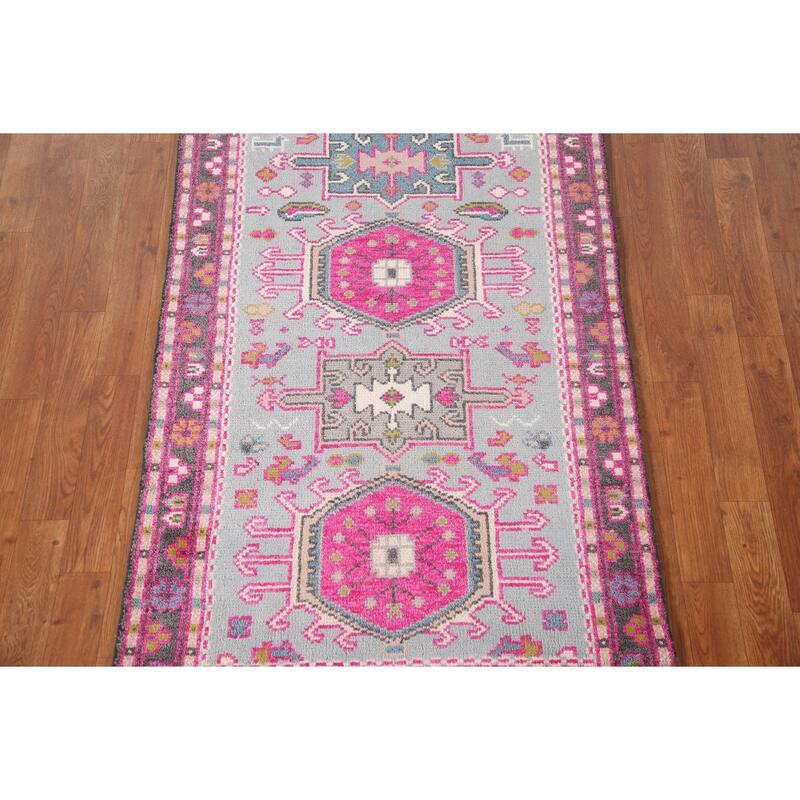 Geometric Kazak Accent Rug Handmade Wool Carpet - 2'11"x 4'11"