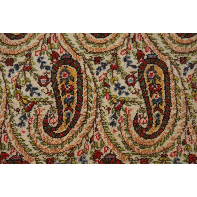 Hand Knotted Oriental 100% Wool Carpet Traditional All-Over Beige & Ivories Kerman Area Rug - 10' 5'' X 7' 3''
