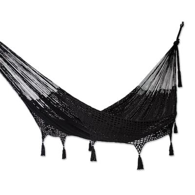 Novica Handmade Mirage In Black Cotton Rope Hammock (Double)