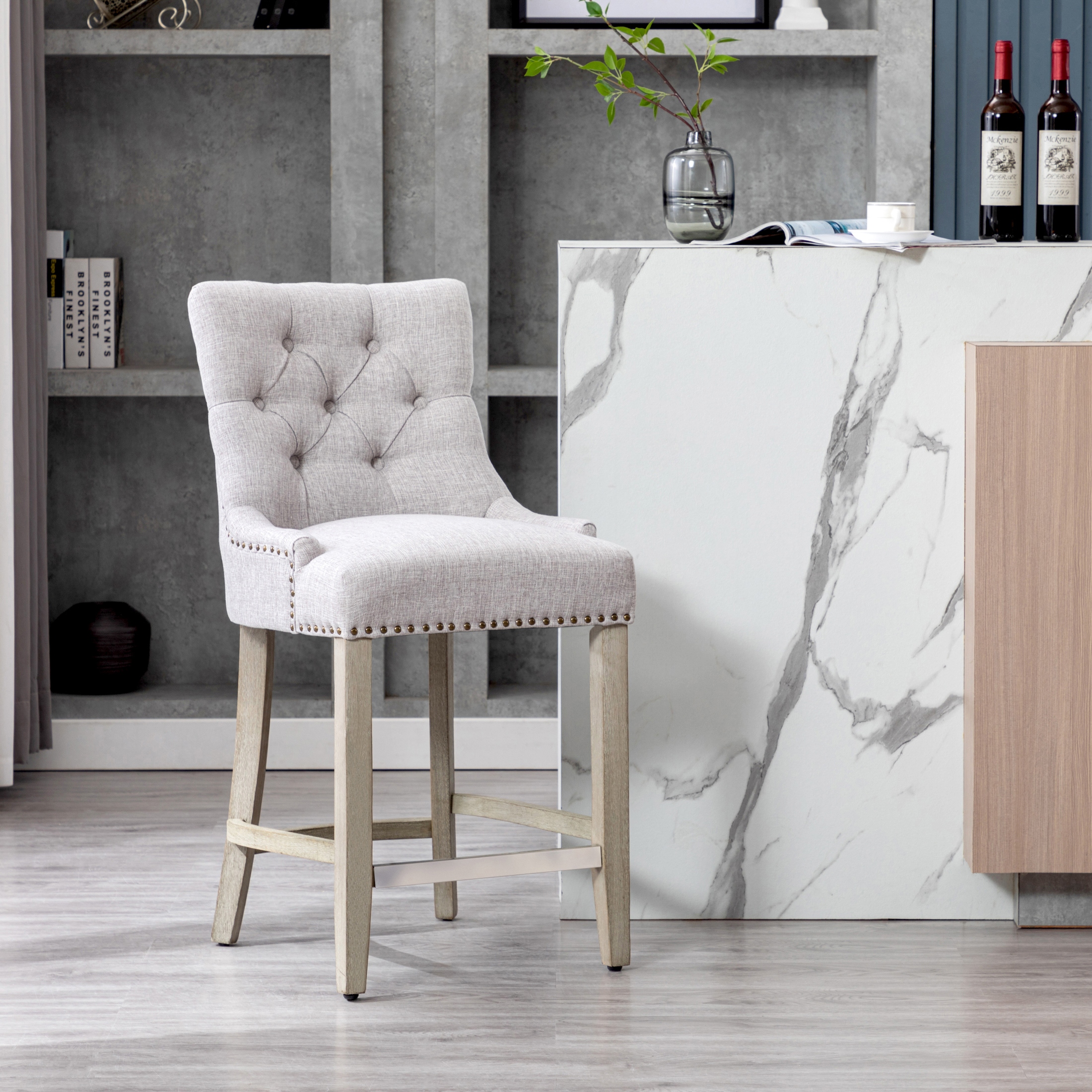Abbyson Jemma Velvet Bar Stool with Gold Accents Bed Bath Beyond 25572825