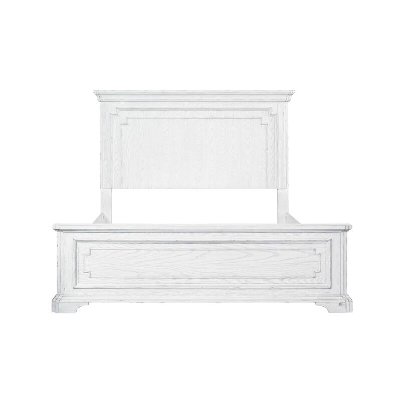 Panel Bed - California King - White Mist Finish - American Poplar & White Oak