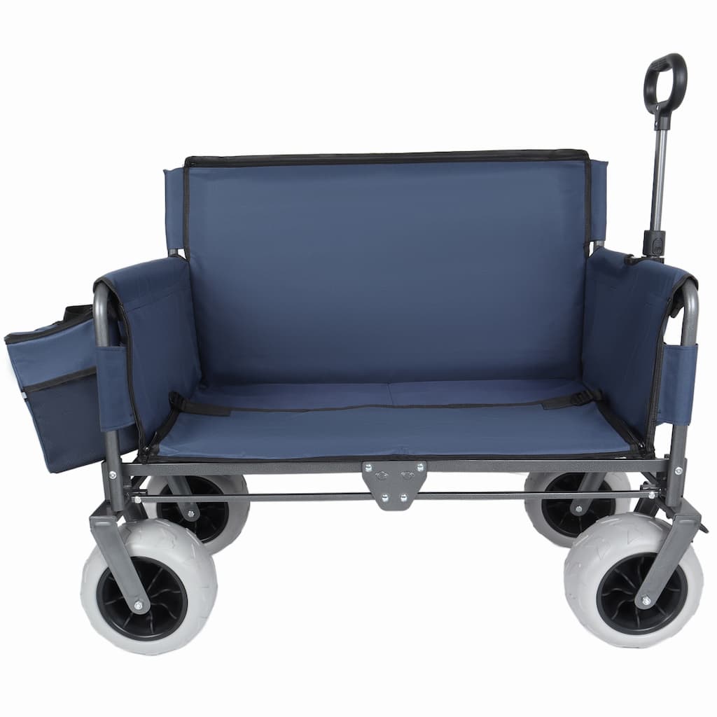 3-in-1 Heavy-Duty Folding Wagon Cart with Bench Seat - 500lb Capacity, 180L Storage & All-Terrain Wheels