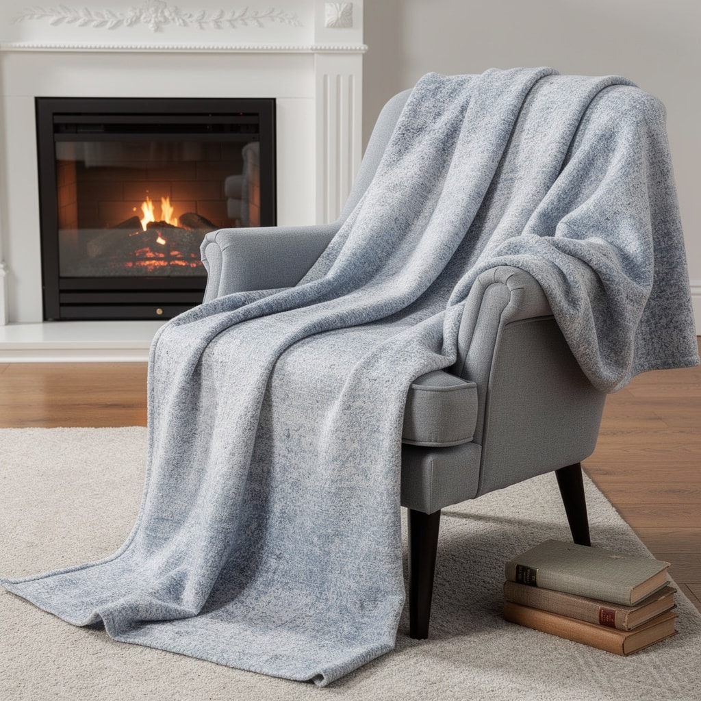 HomeRoots 50" X 70" Blue And Beige Abstract Microfiber Plush Throw Blanket