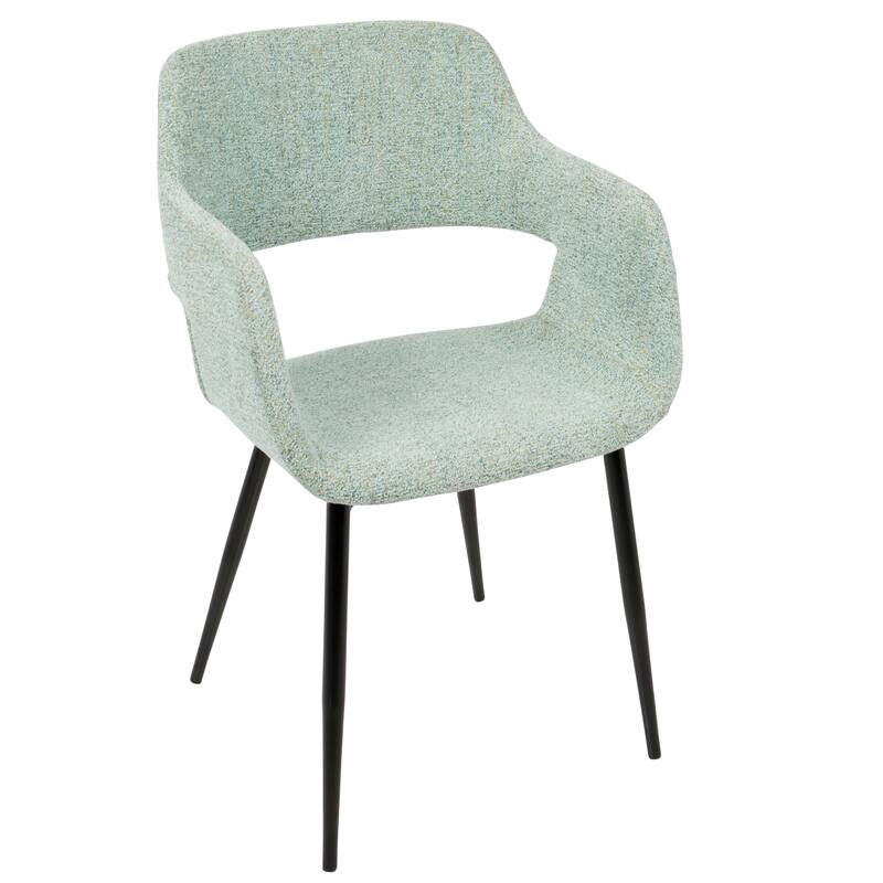 Porch & Den Vallen Dining Chair with Metal Legs (Set of 2) - Light Green Fabric/Black Metal