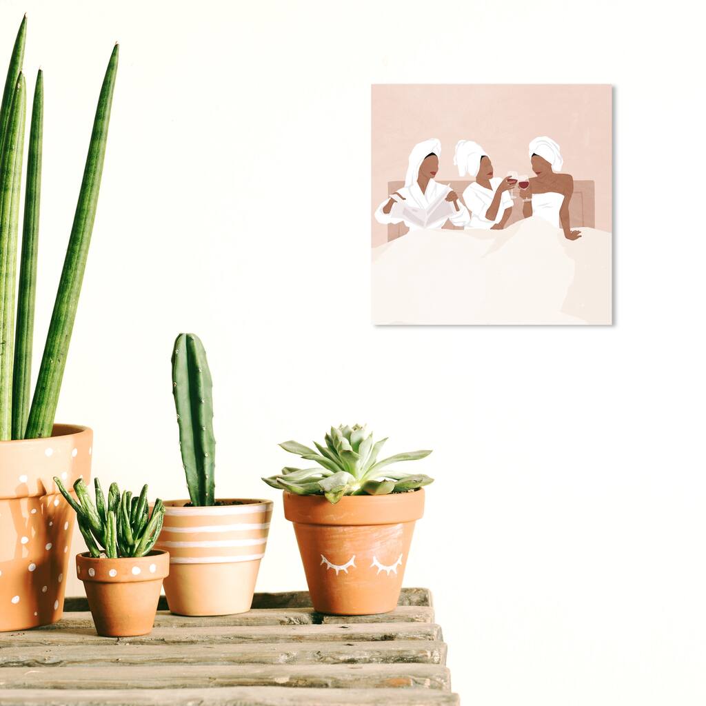 Wynwood Studio Canvas People and Portraits Glam Sleepover Pink and Light Pink Glam Wall Art Canvas Print