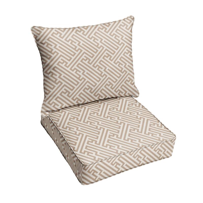 Sorra Home Outdura Labyrinth Ochre Indoor/Outdoor Corded Deep Seating Pillow and Cushion Chair Set