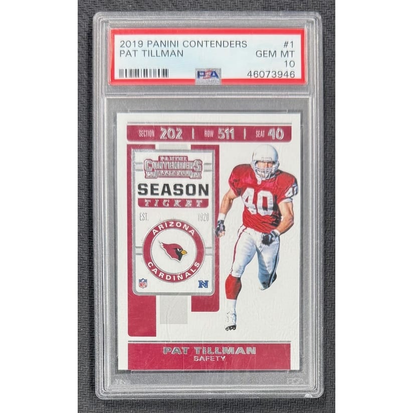 Pat Tillman 2019 Panini Contenders Football Card #1 Graded PSA 10 Cert # 46073946 - 8' x 11'