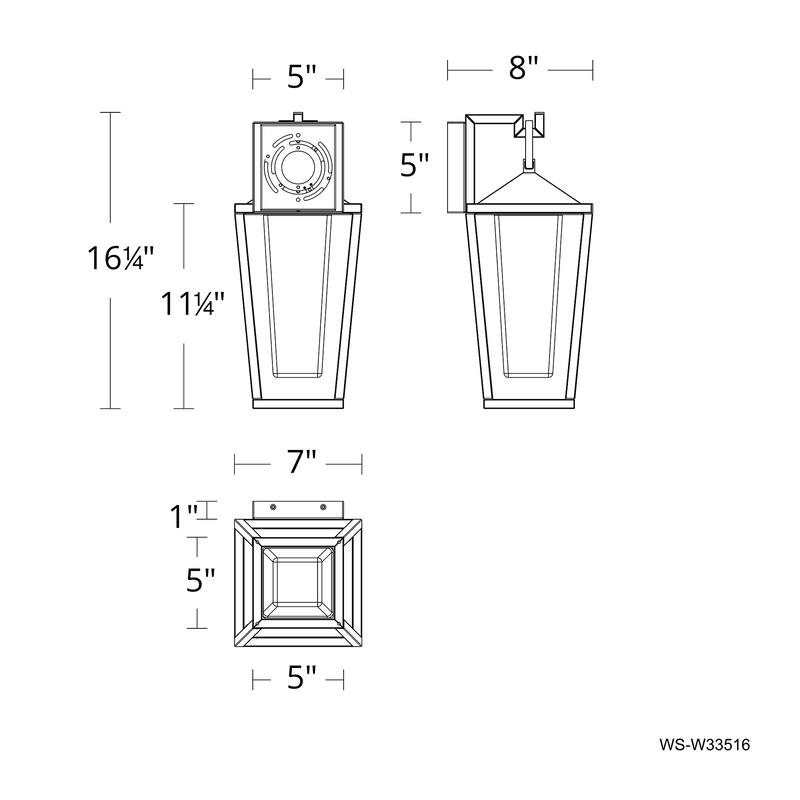 Manchester 16in LED Outdoor Wall Light Selectable CCT 2700-3000-3500-4000K set to 2700K in Black