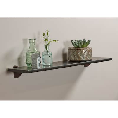 Wallscapes Gallery 8x32 Black Shelf Kit with Bronze Pelican Brackets