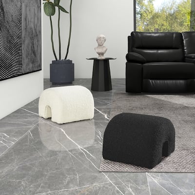 Bridge 16" Boucle Faux Sherpa Upholstered Arched Footstool Ottoman