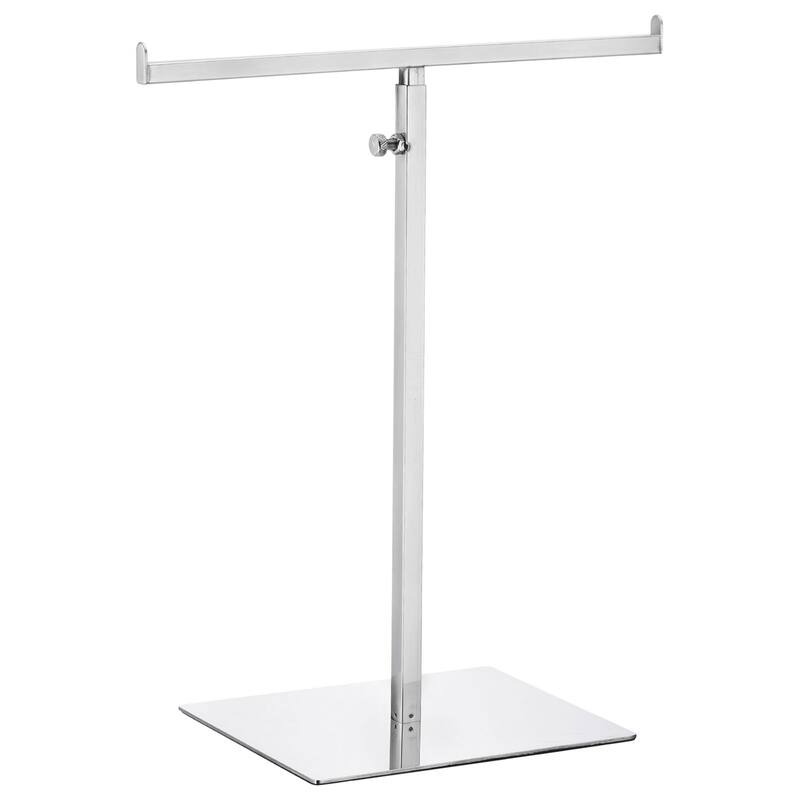 Purse Display Stand T Shaped Metal Adjustable Handbag Rack - Silver