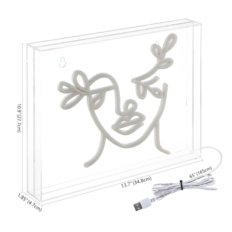 Teary Face 13.7" X 10.9" Contemporary Glam Acrylic Box USB Operated LED Neon Light, Blue by JONATHAN Y - 13.7" X 10.9"