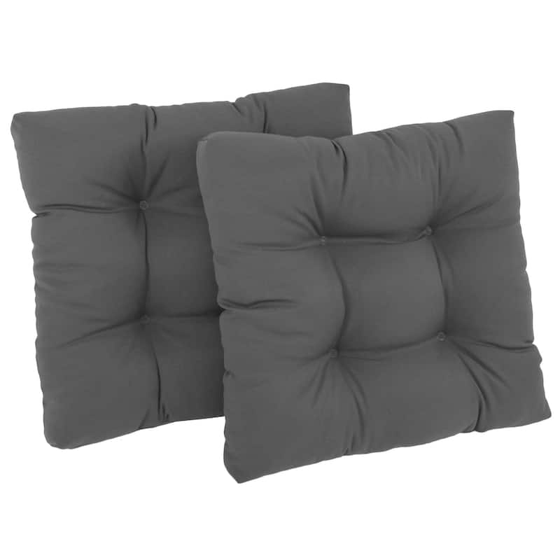 19-inch Twill Square Chair Cushion (Set of 1, 2, or 4) - 19" x 19" - Set of 2 - Steel Grey