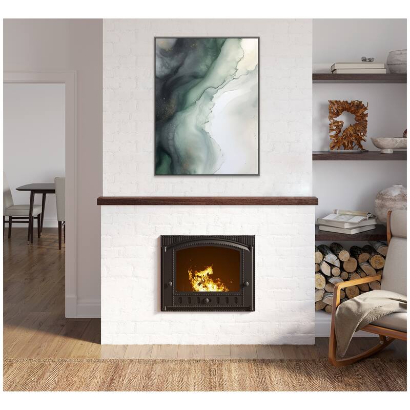 Kate and Laurel Sylvie Green Wave Framed Canvas by Amy Lighthall
