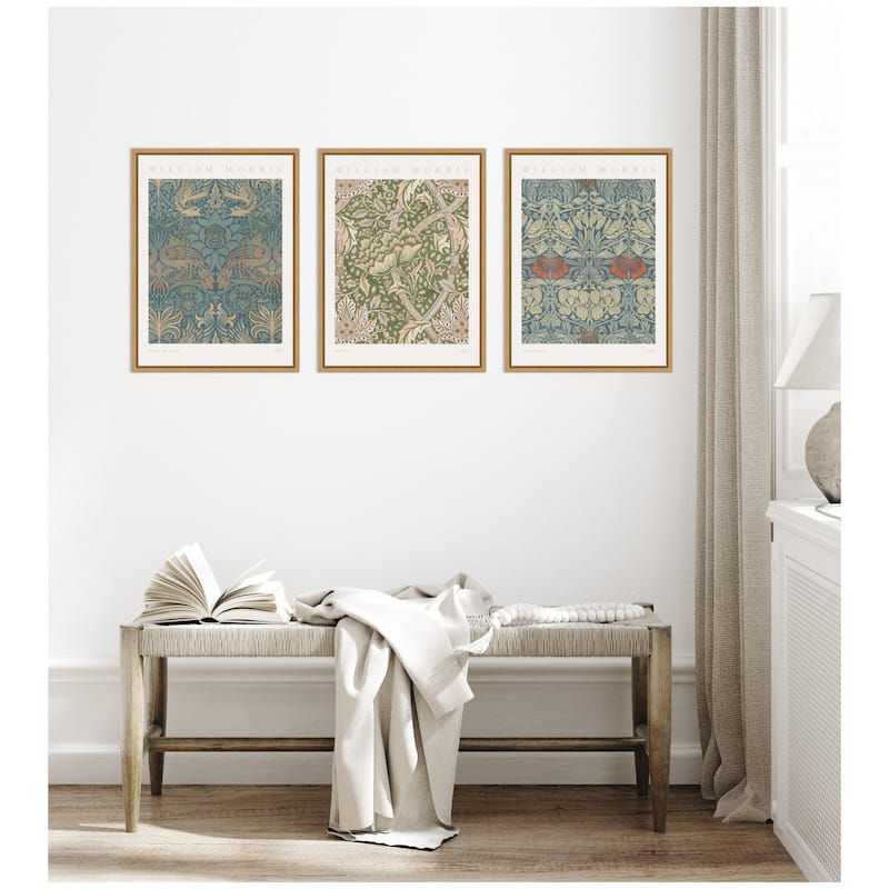 Kate and Laurel Sylvie William Morris Posters - 3 Piece Framed Canvas Art Set by The Art Institute of Chicago