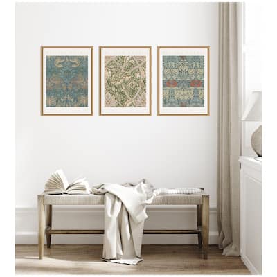 Kate and Laurel Sylvie William Morris Posters - 3 Piece Framed Canvas Art Set by The Art Institute of Chicago