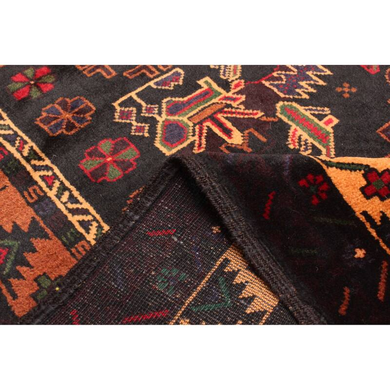 ECARPETGALLERY Hand-knotted Teimani Black Wool Rug - 3'11 x 6'2